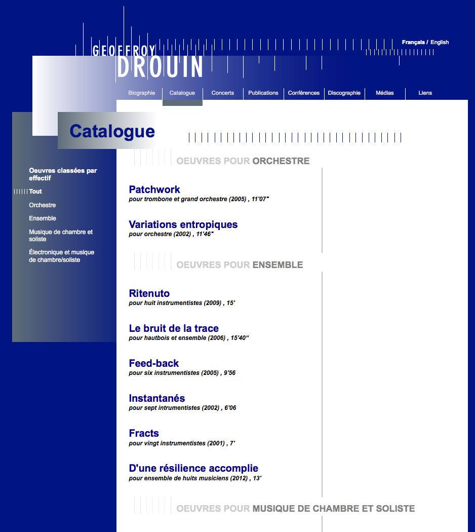Geoffroy Drouin - Catalogue