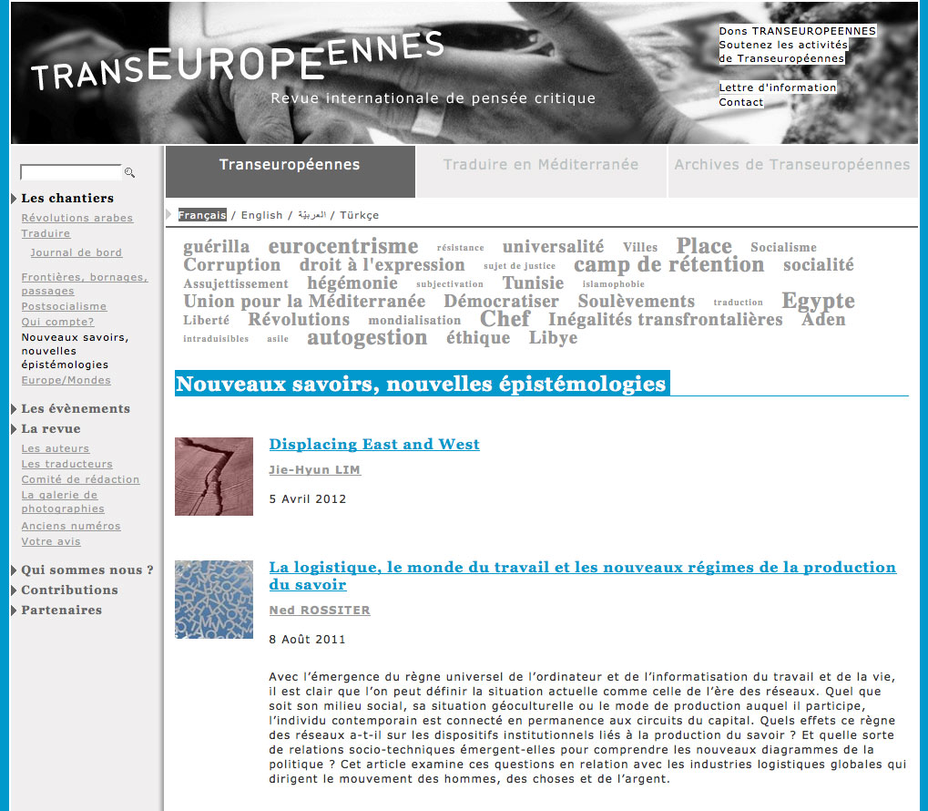 Transeuropéennes - Une rubrique